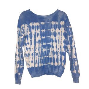 Wildfox Long Sleeve Cotton Blend Tie Crewneck Sweatshirt XS